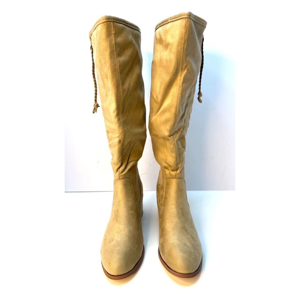 Journee Collection Women's Sanora Stacked Heel Mid Shaft Boots Stone Size 8M NWT - Picture 4 of 6